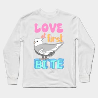 Love at first bite Grey Cockatiel Funny Birb merch Parrot Kawaii Long Sleeve T-Shirt